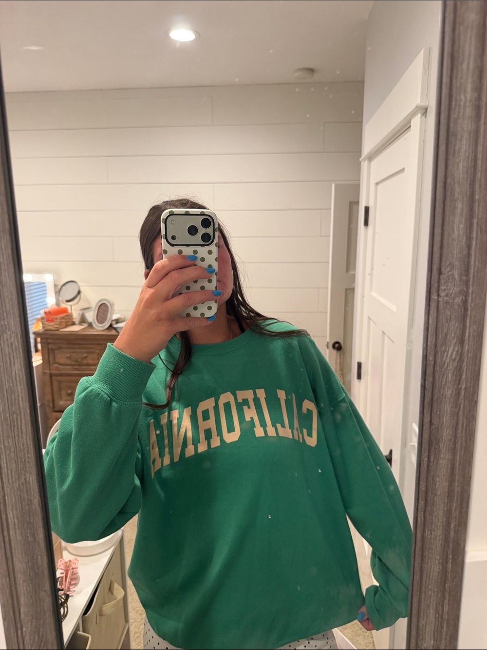 Reflex Green Crewneck Sweatshirt with California Graphic